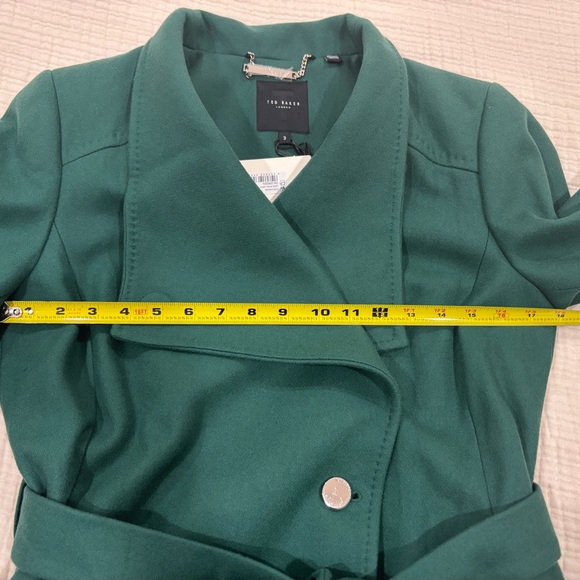 Ted Baker Women Green Cashmere Blend Long Wrap Coat Size 8 - Picture 3 of 5